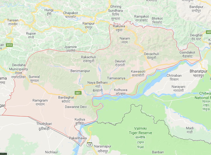 A map of Nawalparasi District. Photo: Google Maps
