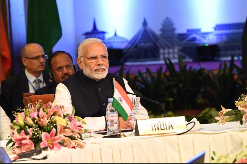 Indian Prime Minister Narendra Modi attends the fourth BIMSTEC summit, in Kathmandu, on Thursday, August 30, 2018. Photo: @MEAIndia/twitter