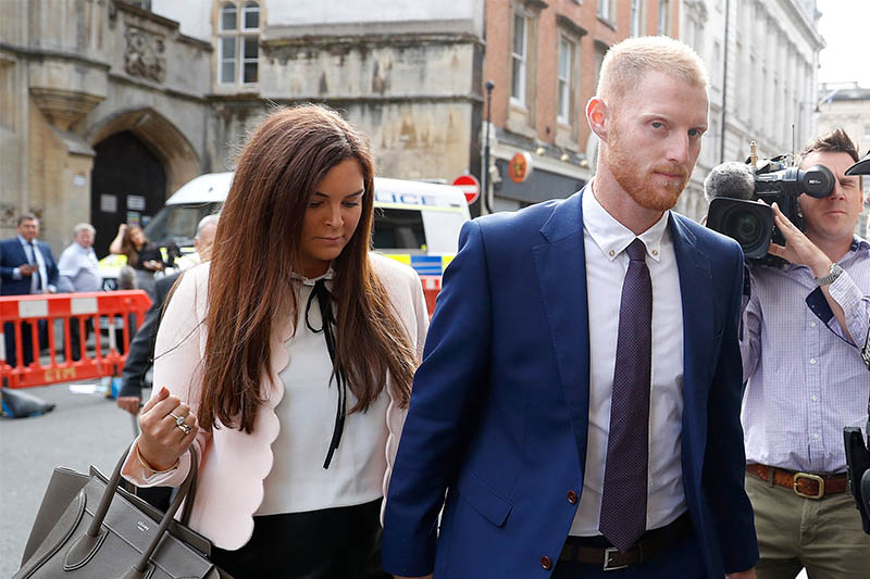 England cricket player Ben Stokes and his wife Clare Ratcliffe arrive at Bristol Crown Court in Bristol, Britain, August 14, 2018. Photo: Reuters