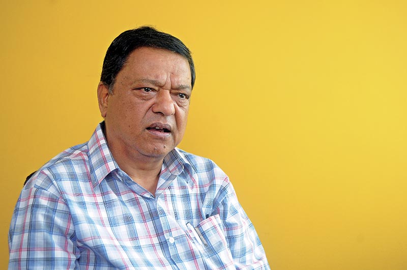 Interview with Bimal Koirala, former chief Secretary at Metroprak Lazimpat on Monday. Photo: Balkrishna Thapa Chhetri/THT
