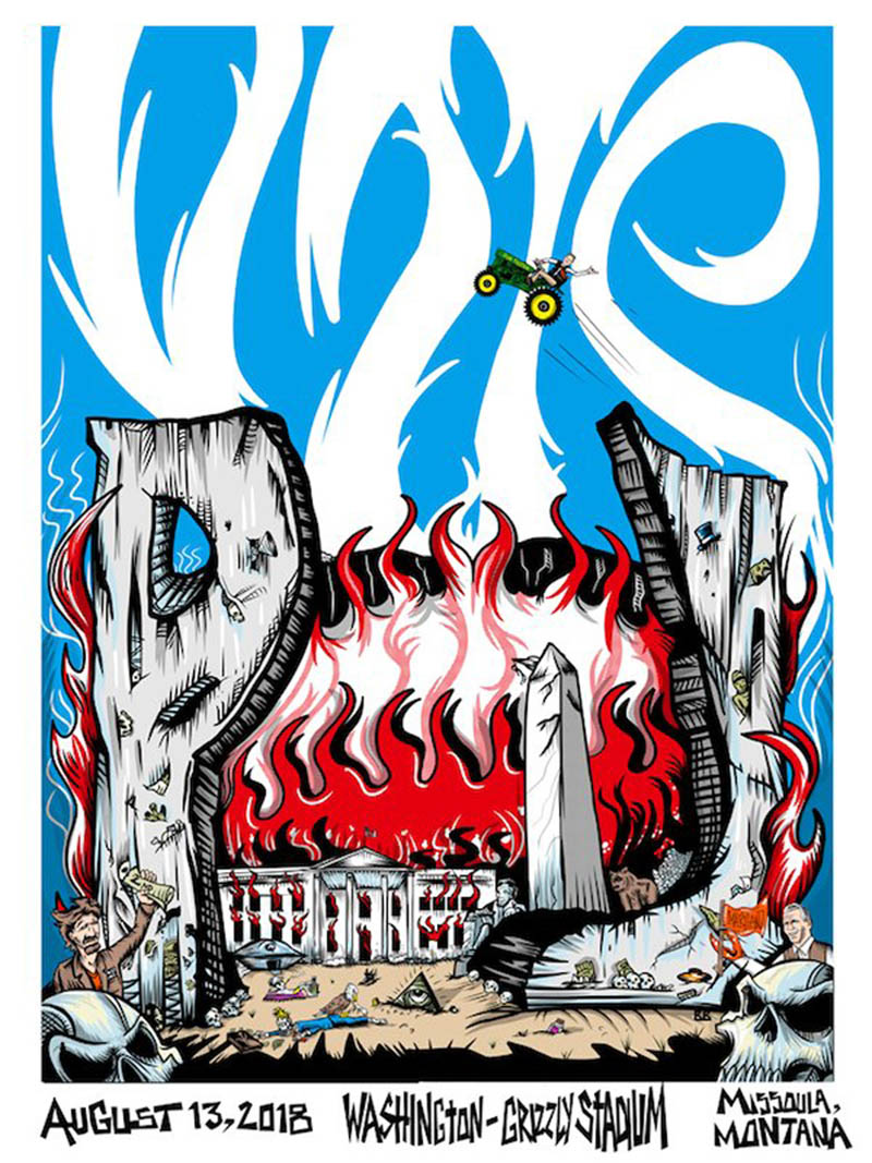 This image taken from the Twitter account of Pearl Jam shows the official poster from the band's concert, in Missoula, Mont., on Monday, August 13, 2018. Photo: Twitter via AP