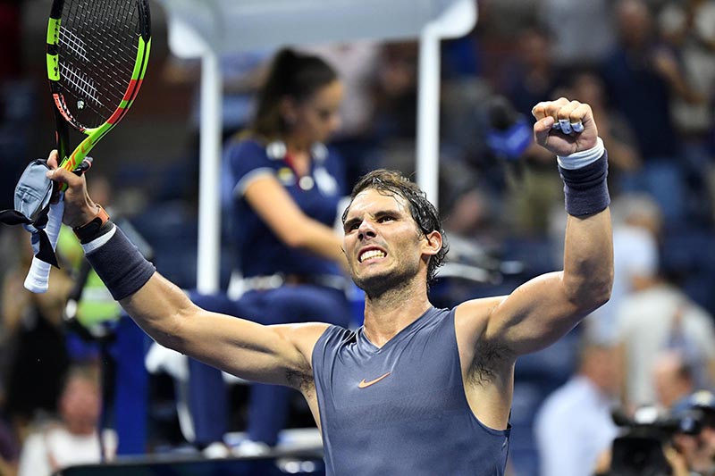 Rafael Nadal of Spain celebrates his win against Vasek Pospisil of Canada in a second round match on day three of the 2018 US Open tennis tournament at USTA Billie Jean King National Tennis Centre, in New York, NY, USA, on Aug 29, 2018. Photo: Danielle Parhizkaran-USA TODAY SPORTS via Reuters