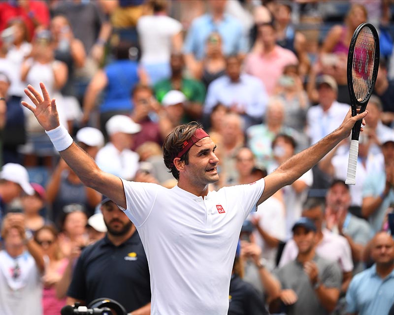 Roger Federer of Switzerland reacts after beating Benoit Paire of France in a second round match on day four of the 2018 US Open tennis tournament at USTA Billie Jean King National Tennis Centre, in New York, NY, USA, Aug 30, 2018. Photo: Robert Deutsch-USA TODAY Sports via Reuters
