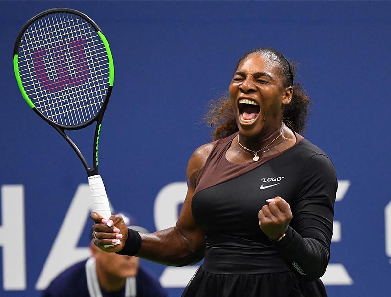 Serena Williams of the USA celebrates a winner against Magda Linette of Poland in a first round match on day one of the 2018 US Open tennis tournament at USTA Billie Jean King National Tennis Center, in New York, NY, USA, on Aug 27, 2018. Photo: Robert Deutsch-USA TODAY Sports via Reuters