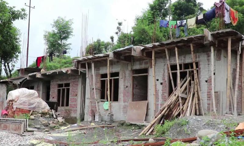 A view of under-construction houses at Ranibari of Thankare Rural  Municipality, in Dhading, on Monday, August 20, 2018. Photo: THT