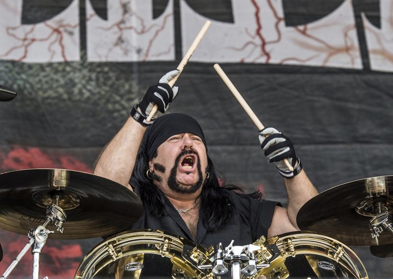 FILE - In this photo, Vinnie Paul of HELLYEAH performs at the Louder Than Life Festival in Louisville, Ky. Medical examiners found that Vinnie Paul, the 54-year-old co-founder and drummer of the metal band Pantera, died of natural causes including heart disease on Oct. 1, 2016. Photo: AP