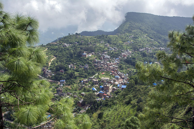 A view of Bandipur bazaar as seen from the top of Thanimai danda in Tanahun district, on Sunday, September 09, 2018. Photo: RSS