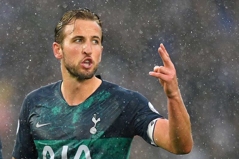 Tottenham's Harry Kane gestures during the  Premier League match between Brighton &amp; Hove Albion and Tottenham Hotspur, at The American Express Community Stadium, in Brighton, Britain, on September 22, 2018. Photo: Reuters