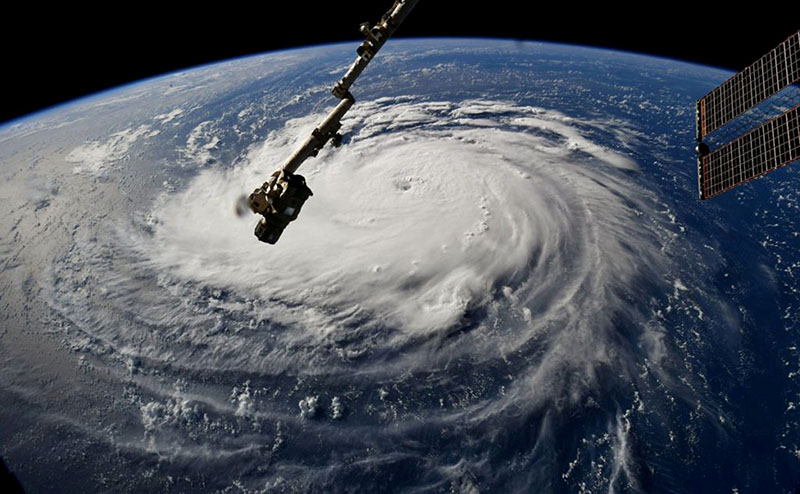 Hurricane Florence is seen from the International Space Station as it churns in the Atlantic Ocean towards the east coast of the United States, on September 10, 2018. Photo:  NASA/Handout via Reuters