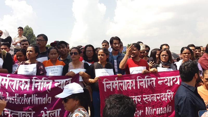 People stage a peaceful mass rally #JusticeForNirmala, from Maitighar Mandala, Kathmandu, on Saturday, September 15, 2018. Photo: Priyanka Adhikari/THT