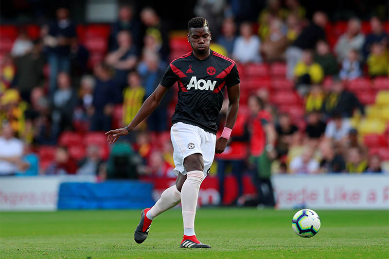 Manchester United's Paul Pogba during the warm up before the match. Photo: Reuters