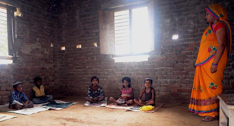 Children of Nepal Rastriya Primary School attending classes, in Simraungadh Municipality, Bara, on Wednesday, September 12, 2018. The number of children in school has gone down due to fear of  clashes. Photo:THT