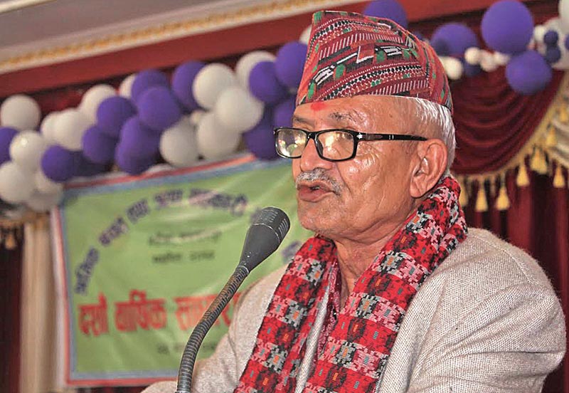 Province 3 Chief Minister Dormani Poudel speaking at a programme in Hetauda, Makawanpur, on Saturday. Photo: THT