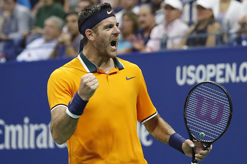 Juan Martu2019n Del Potro of Argentina celebrates after match point against Borna Coric of Croatia (not pictured) in the fourth round on day seven of the US Open at USTA Billie Jean King National Tennis Center, in New York, NY, USA, Sep 2, 2018. Photo: Geoff Burke-USA TODAY Sports via Reuters