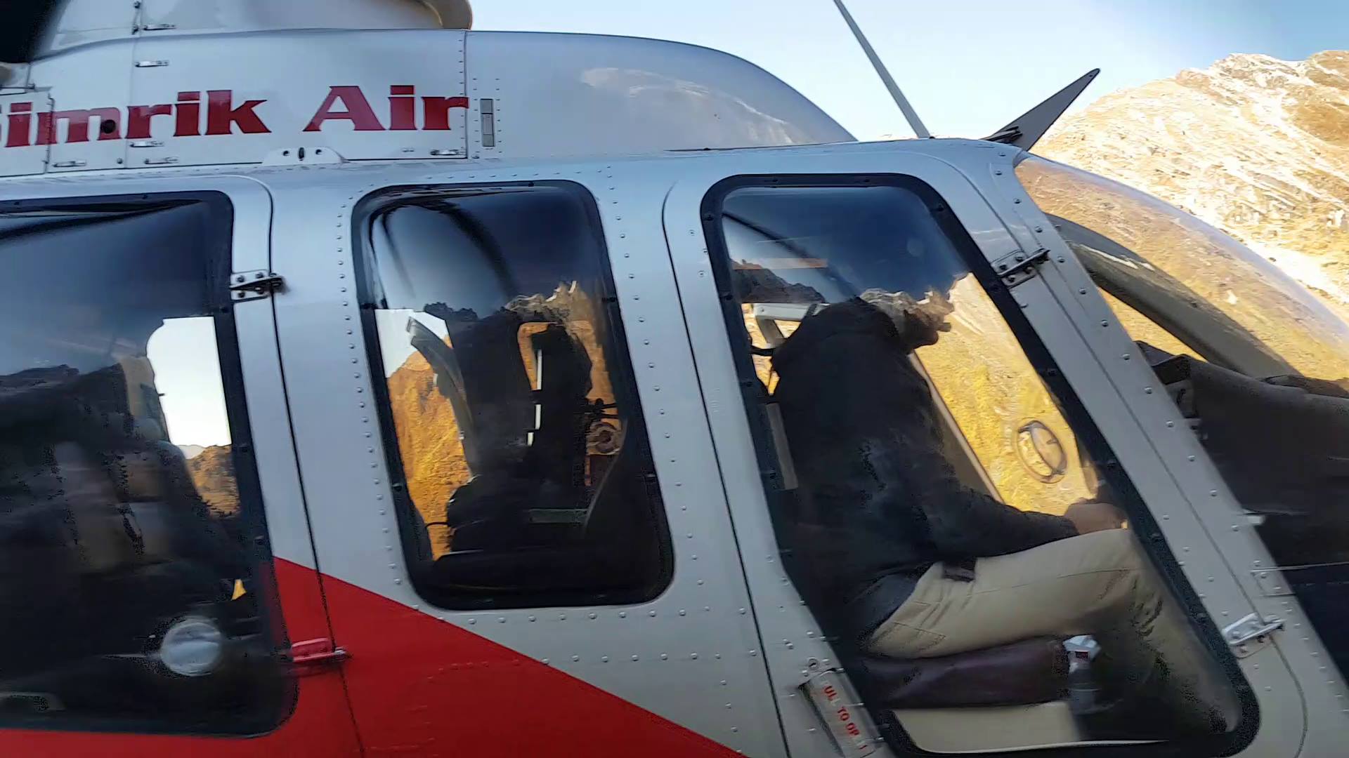A Simrik Air chopper pictured at the incident site. Photo : Simrik Air