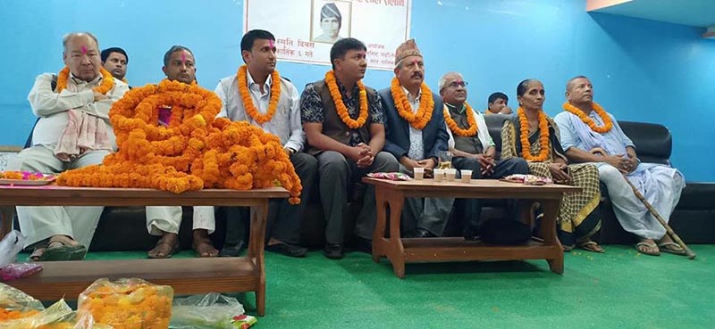 Minister of Education, Science and Technology Giriraj Mani Pokharel attending a programme, in Mirchaiya, Siraha, on Tuesday, October 23, 2018. Photo: THT