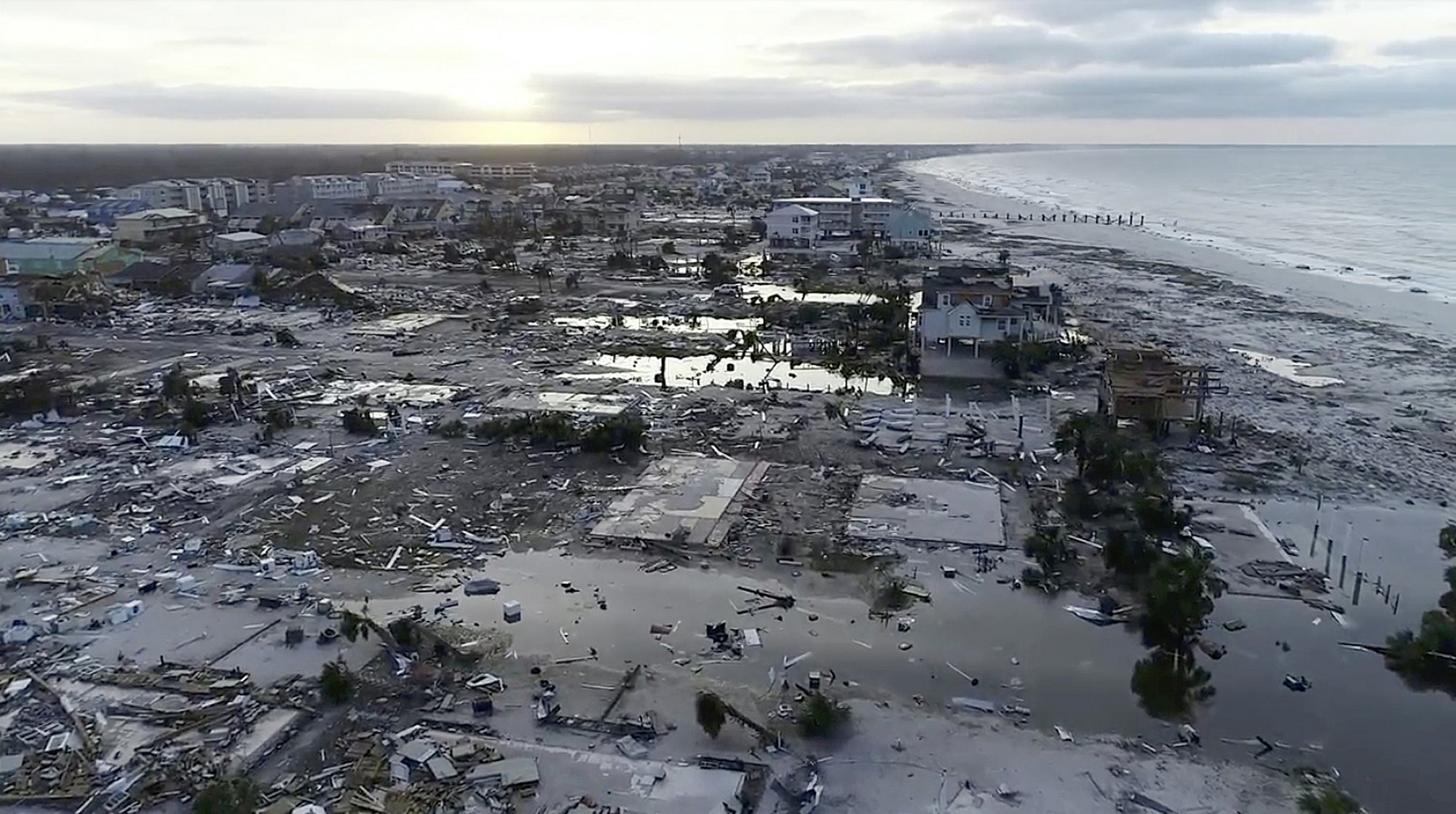 In this image made from video and provided by SevereStudios.com, damage from Hurricane Michael is seen in Mexico Beach, Fla. on Thursday, Oct. 11, 2018. Photo: AP 