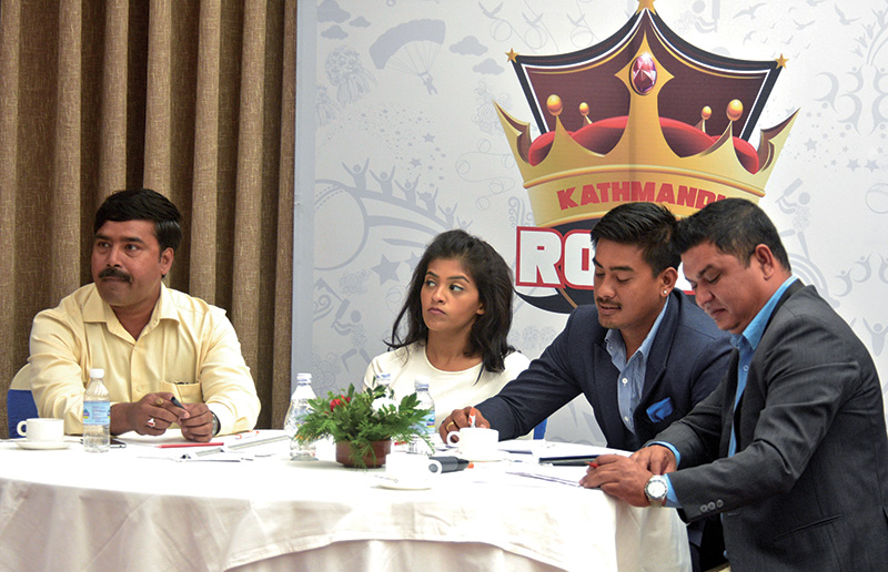 Kathmandu Royals team officials attending Pokhara Premier League auction in Kathmandu on Sunday. Photo: THT