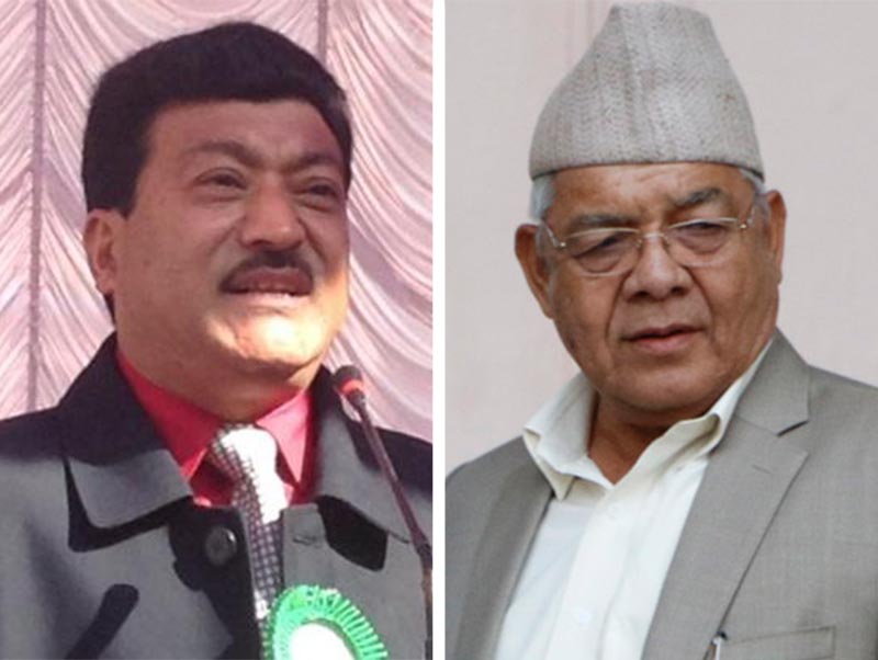 This undated combo image shows Nepal Communist Party (NCP) lawmaker Ram Bir Manandhar (left) and the party's senior leader Ban Dev Gautam. Image: THT