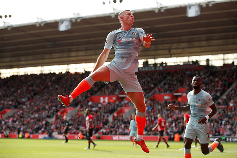 Chelsea's Ross Barkley celebrates scoring their second goal. Photo: Reuters