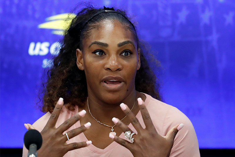 File: Serena Williams of the United States speaks at a news conference. Photo: Reuters