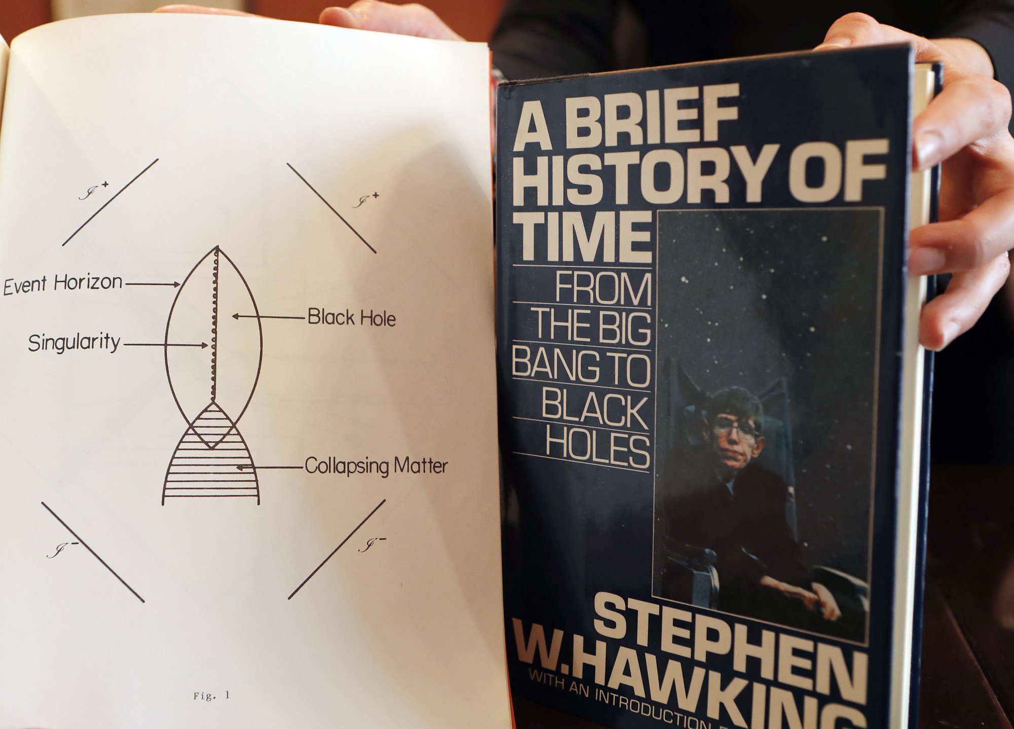 A Book, and scripts by Stephen Hawking are among the personal and academic possessions of Stephen Hawking at the auction house Christies in London, on Friday, Oct. 19, 2018. Photo: AP