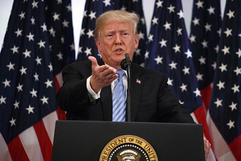 US President Donald Trump speaks during a news conference at the Lotte New York Palace hotel during the United Nations General Assembly, on Wednesday, September 26, 2018, in New York. Photo: AP