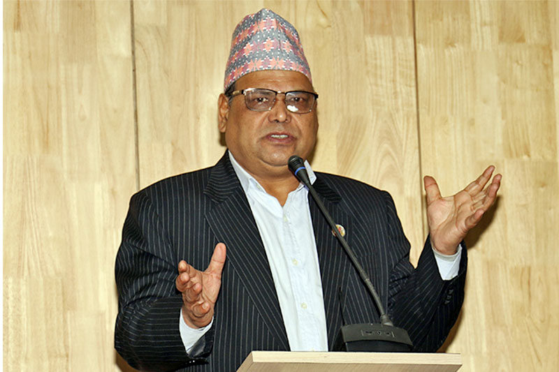 Speaker Krishna Bahadur Mahara speaks at a programme in Kathmandu, on Tuesday, November 27, 2018. Photo: RSS