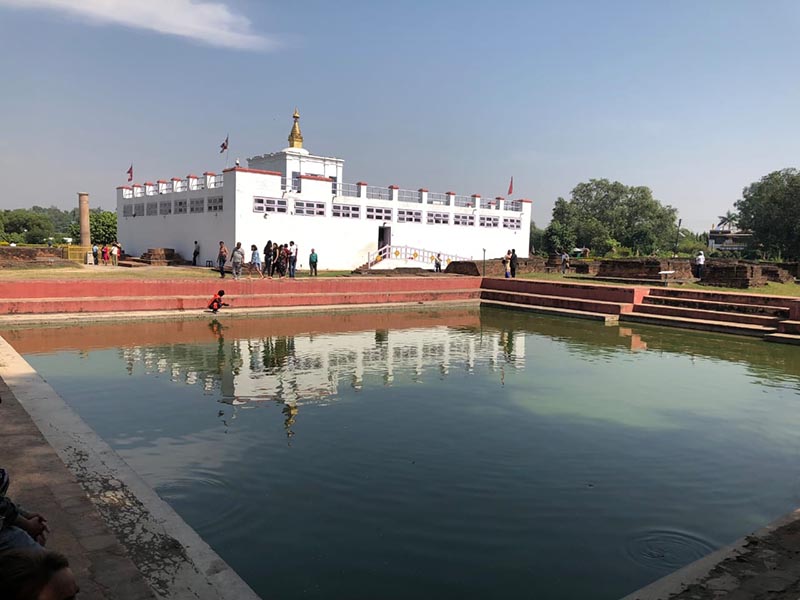 Maya Devi Temple and the pond beside it in Lumbini, as pictured on Tuesday, October 23, 2018. Photo: Sandeep Sen/THT Online