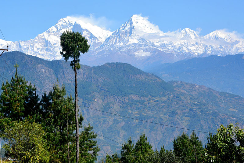 A spectacular view of Annapurna mountain range as seen from Thama of Kathekhola Rural Municipality in Baglung district, on Wednesday, December 12, 2018. Photo: RSS