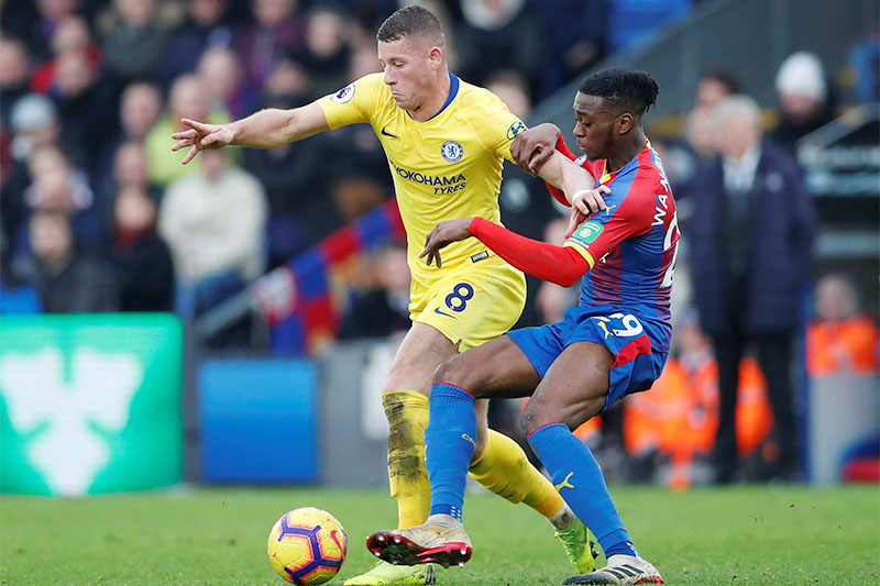 Chelsea's Ross Barkley in action with Crystal Palace's Aaron Wan-Bissaka. Photo: Reuters