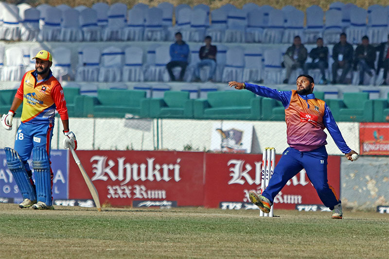 Players in action during the Everest Premier League at TU Cricket Stadium in Kathmandu, on Wednesday, December 12, 2018. Photo: RSS