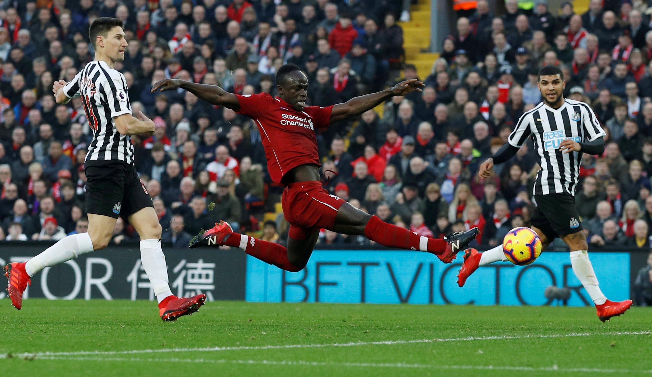 Liverpool's Sadio Mane in action during the Premier League match between Liverpool and Newcastle United, at Anfield, in Liverpool, Britain, on December 26, 2018. Photo: Reuters