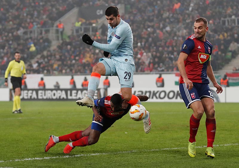 Chelsea's Alvaro Morata in action during the Europa League Group Stage match of Group L between Vidi FC and Chelsea, at Groupama Arena, in Budapest, Hungary, on December 13, 2018. Photo: Action Images via Reuters