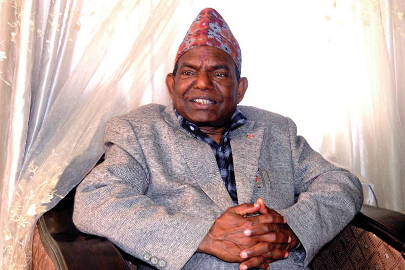 Minister for Federal Affairs, Local Development and General Administration Lal Babu Pandit at his official residence in Pulchowk, Lalitpur, on Monday, March 26, 2018. Photo: THT