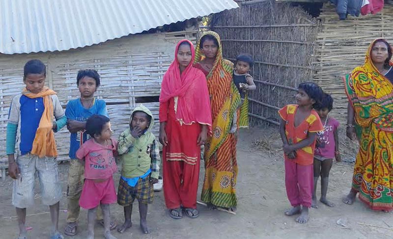 People from the Dom community at Bodebarsain Municipality in Saptari, on Thursday, December 20, 2018. Photo: THT