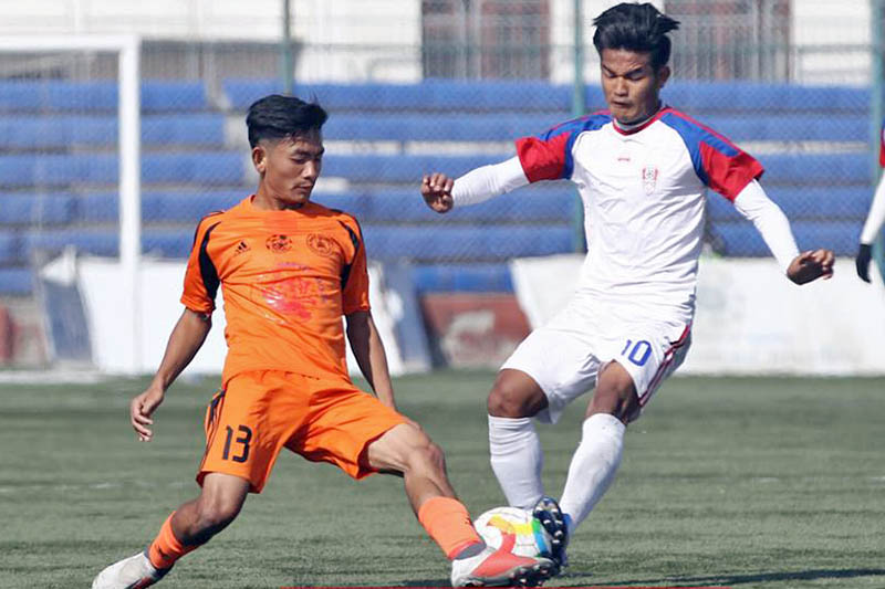 Players in action during their Pulsar Martyr's Memorial 'A' Division League in Kathmandu, on Wednesday, December 26, 2018. Courtesy: ANFA/facebook