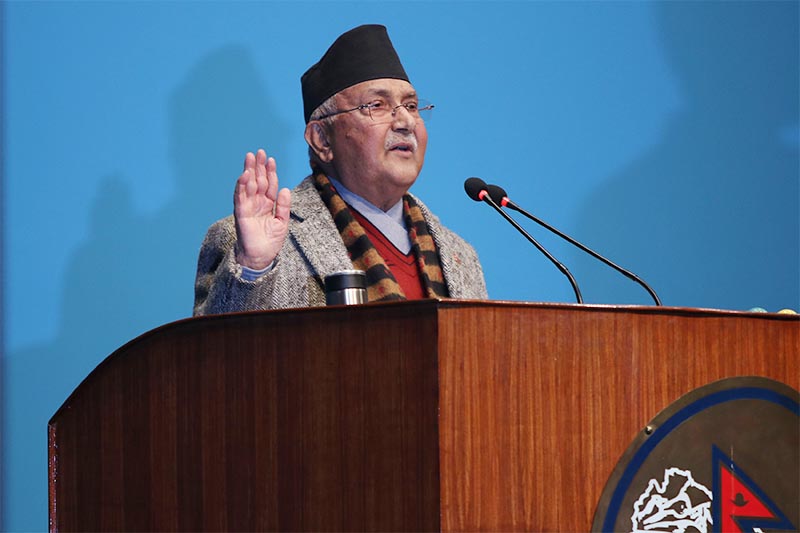 Prime Minister KP Sharma Oli responds during question-answer session in the parliament, in New Baneshwor, Kathmandu, on Friday, January 18, 2019. Photo: RSS