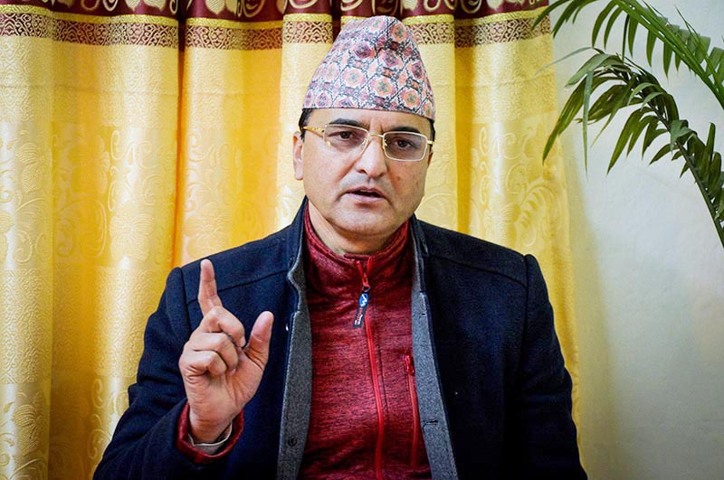 Interview with Nepal Communist Party (NCP) lawmaker Yogesh Bhattarai, in Kathmandu, on Thursday, January 10, 2019. Photo: Naresh Krishna Shrestha/THT