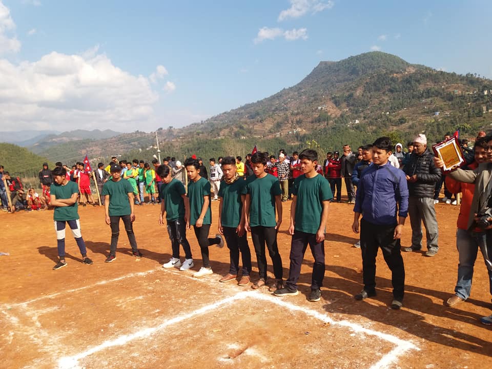 Players line up before the match. Photo: Keshav Adhikari/THT