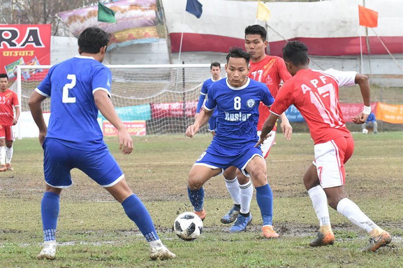 Players in action during Aaha Rara Gold Cup in Pokhara today. Courtesy: Sudarshan Ranjit