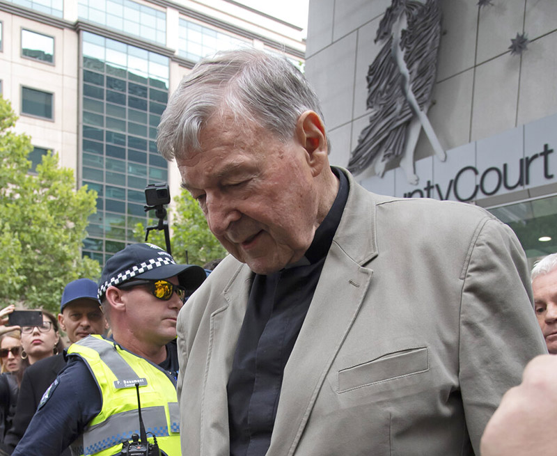 Cardinal George Pell leaves the County Court in Melbourne, Australia, on Tuesday, February 26, 2019. The most senior Catholic cleric ever charged with child sex abuse has been convicted of molesting two choirboys moments after celebrating Mass, dealing a new blow to the Catholic hierarchy's credibility after a year of global revelations of abuse and cover-up. Photo: AP