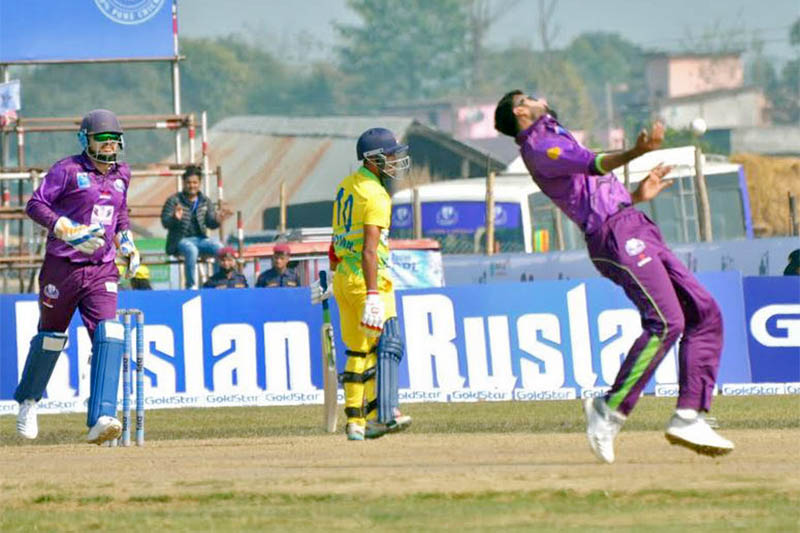 Players in action during DPL in Dhangadhi, on Wednesday, February 13, 2019. Photo: Tekendra Deuba