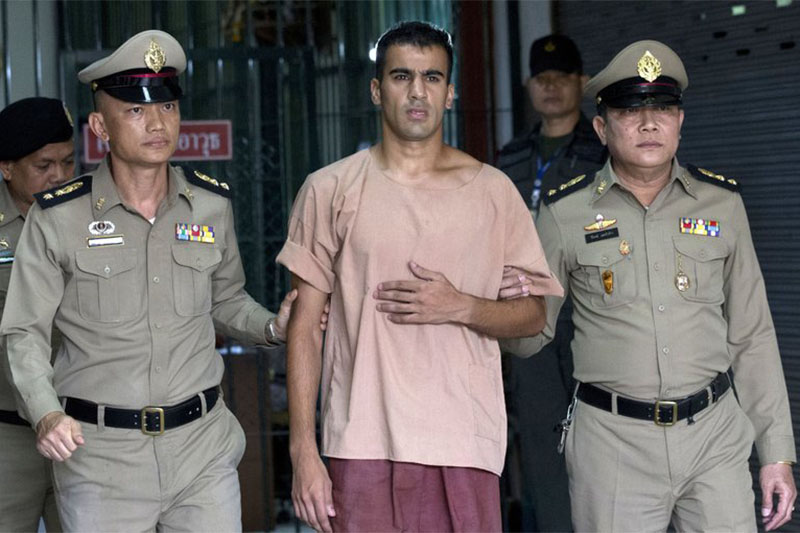 Refugee soccer player Bahraini Hakeem al-Araibi leaves the criminal court in Bangkok, Thailand. A Thai court on Monday has ordered the release of al-Araibi after presecutors said they were no longer seeking his extradition to Bahrain. Photo: AP