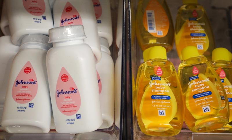Bottles of Johnson's baby powder and Johnson's baby shampoo are displayed in a store in New York City, US Photo: Brendan McDermid/Reuters