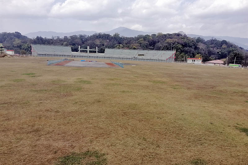 An under-construction site of Mulpani Cricket Stadium. Photo: Shuvam Dhungana/THT Online