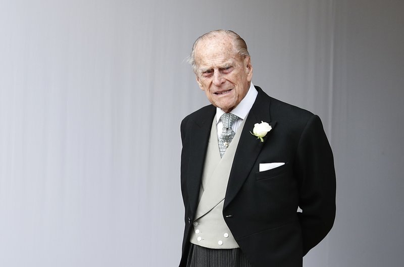 FILE - In this Friday, Oct. 12, 2018 file photo, Britain's Prince Philip waits for the bridal procession following the wedding of Princess Eugenie of York and Jack Brooksbank in St George's Chapel, Windsor Castle, near London, England. Photo: AP