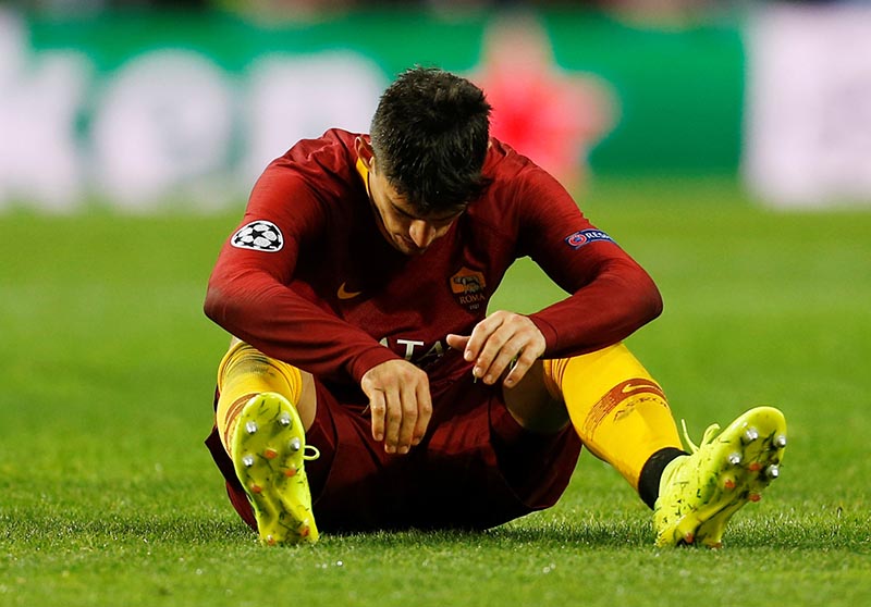 AS Roma's Diego Perotti reacts after the match during the Champions League Round of 16 Second Leg match between FC Porto and AS Roma, in  Estadio do Dragao, in Porto, Portugal, on March 6, 2019. Photo: Reuters