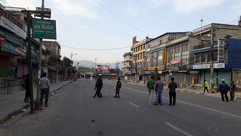 Effects of the nation-wide bandh called by Netra Bikram Chand-led Communist Party of Nepal is seen, in Pokhara, on Thursday, March 14, 2019. Photo: Rishi Ram Baral/THT