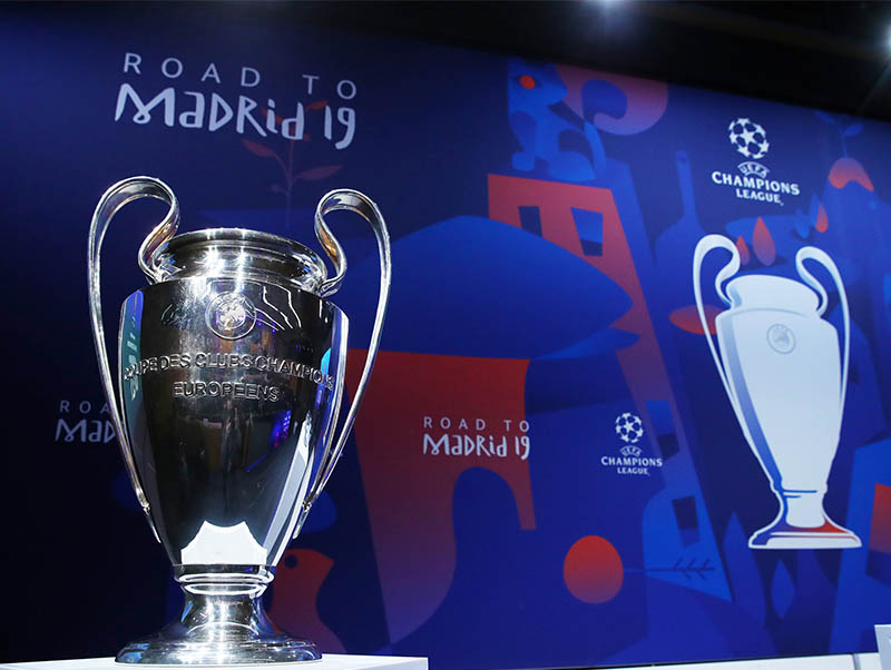 General view of the trophy before the draw. Photo: Reuters